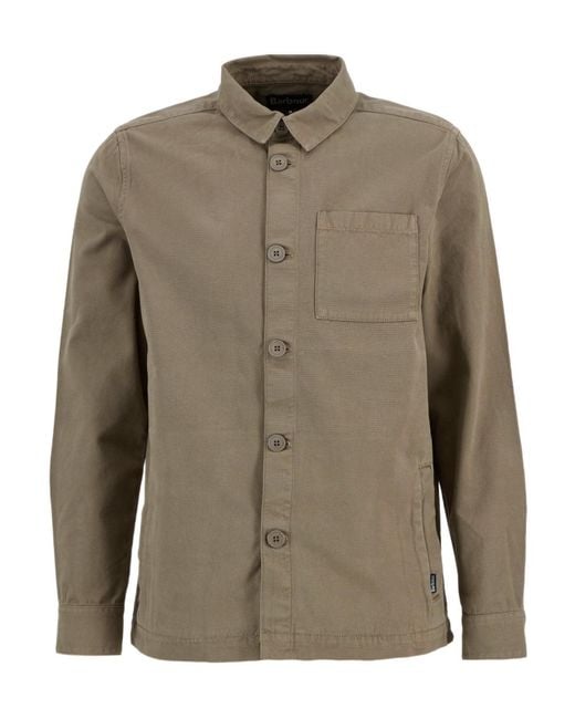 Barbour Green Washed Cotton Overshirt for men