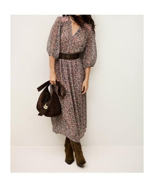 Ba&sh Multicolor Printed V-Neck Midi Dress