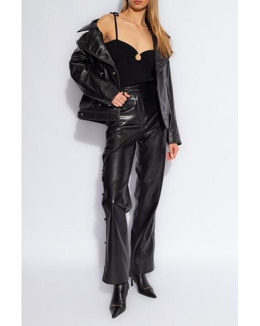 Nanushka Black Felina Straight Leg Trousers