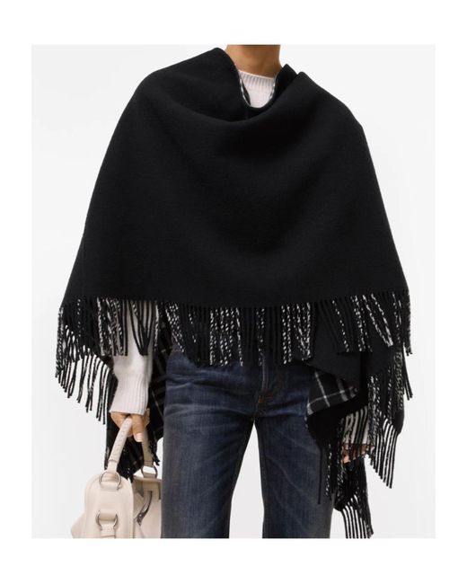 Burberry Black Wool Blanket Cape