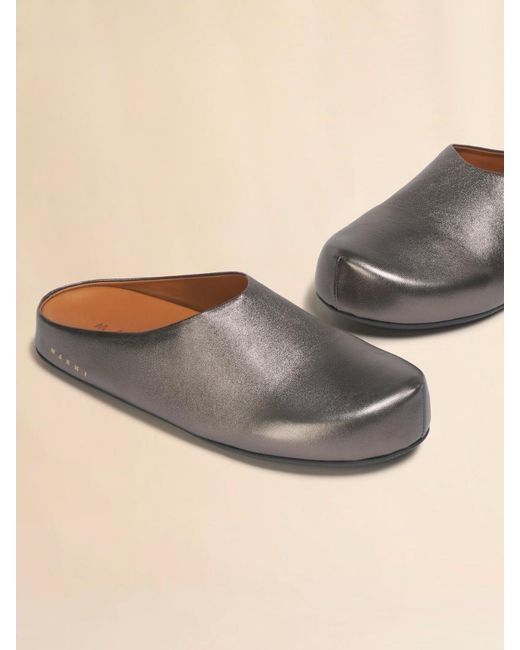 Marni Brown Logo Printed Sabots for men