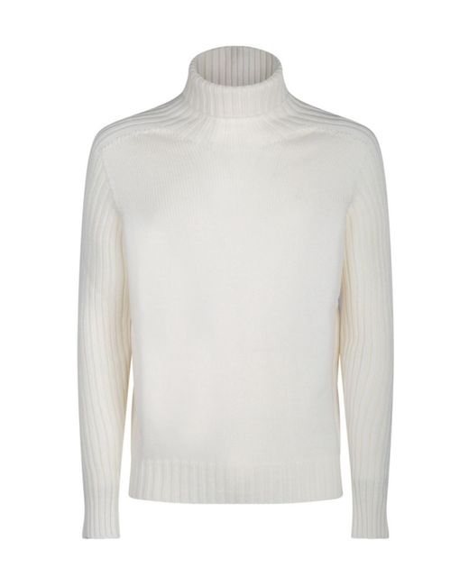 Gran Sasso White Long Sleeve Turtleneck Jumper for men