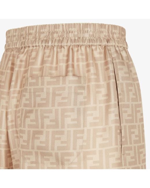 Fendi Natural Ff Silk Pants for men