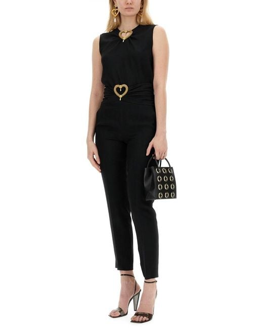 Moschino Black Logo Logo Casual Pants