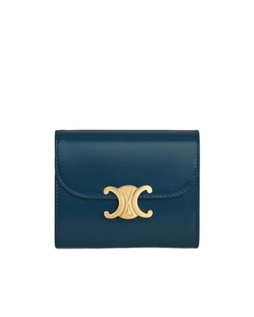 Céline Blue Small Triomphe Flap Wallet