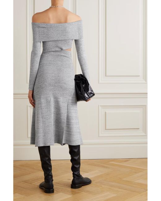 Proenza Schouler Gray Off-Shoulder Cutout Dress