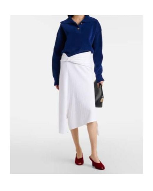 Victoria Beckham Blue Cropped Cotton-Blend Velvet Sweatshirt