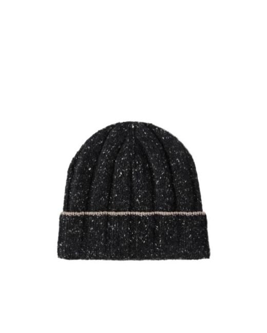 Brunello Cucinelli Black Rib-Knit Cashmere Beanie for men
