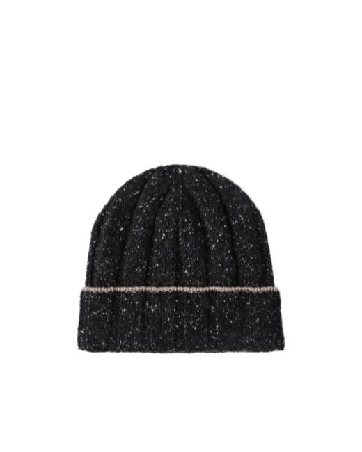 Brunello Cucinelli Black Rib-Knit Cashmere Beanie for men