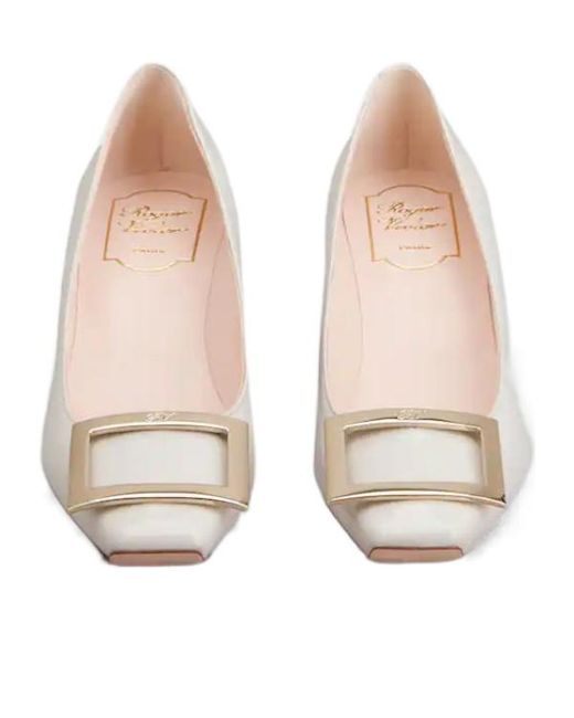 Roger Vivier White Square Toe Pumps