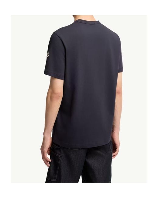 Moncler Blue Cotton Jersey Monogram T-Shirt for men