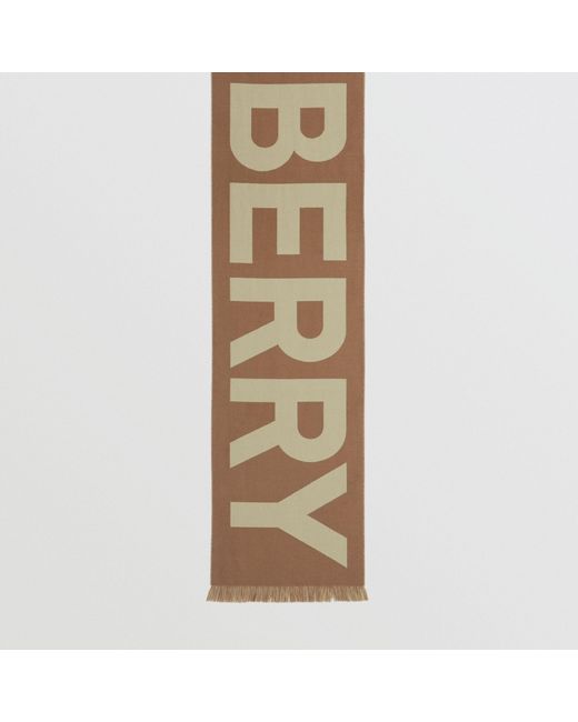 Burberry Natural Logo Detailed Frayed Edge Scarf for men