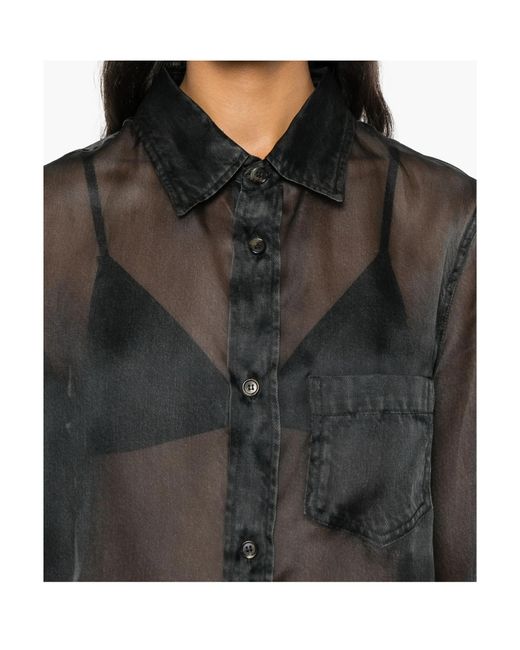 Haikure Gray Ronda Sheer Detailed Long-Sleeve Shirt
