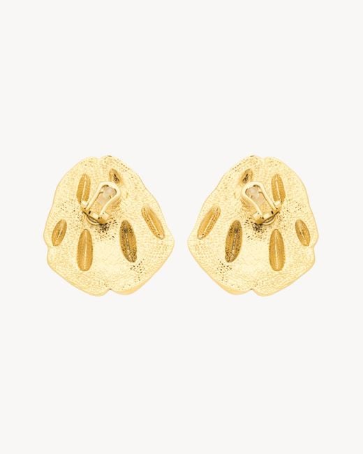 Saint Laurent Metallic Crocodile Scale Textured Earrings