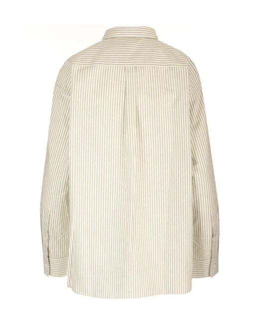 Totême White Totême Striped Half-Buttoned Shirt