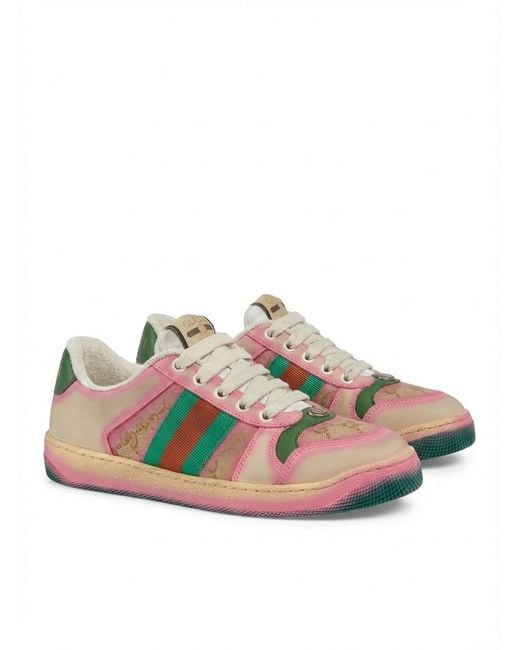 Gucci Pink Serigraphy Screener Trainer