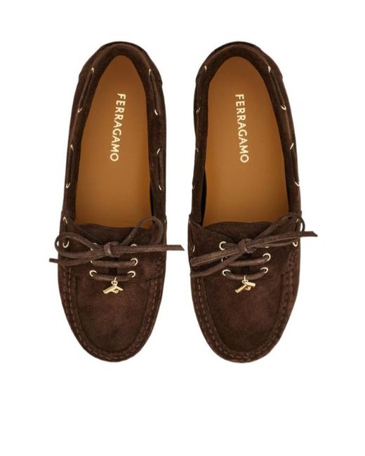 Ferragamo Brown Boat Shoe