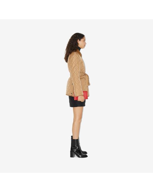 Burberry Natural Belted Waist Quilted Jacket