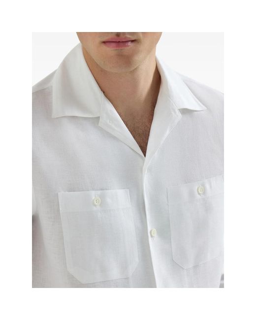 Brunello Cucinelli White Linen Shirt for men