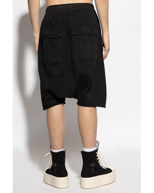 Rick Owens Black Drawstring Pod Shorts for men