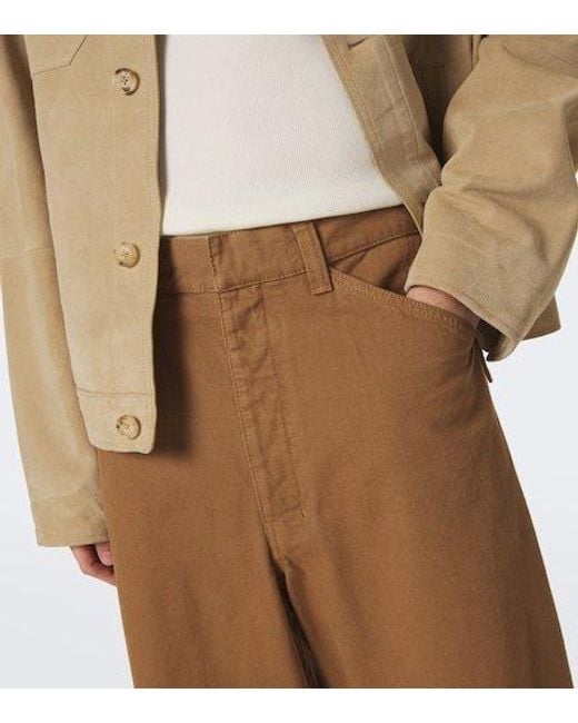Lemaire Brown Cotton Twill Barrel-Leg Pants for men