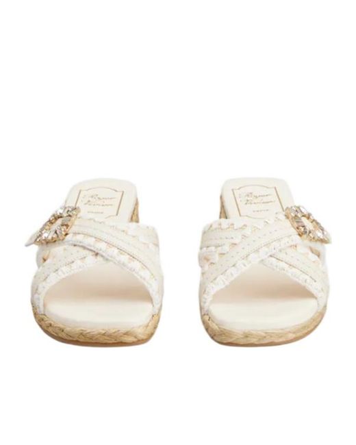 Roger Vivier White Espadrille Mules