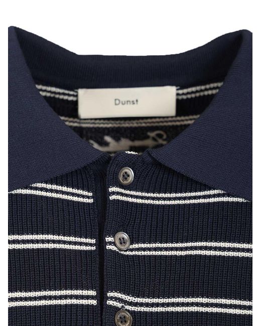 DUNST Blue Striped Polo Knitted Top for men