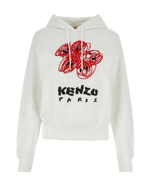 KENZO White Logo Printed Drawstring Hoodie
