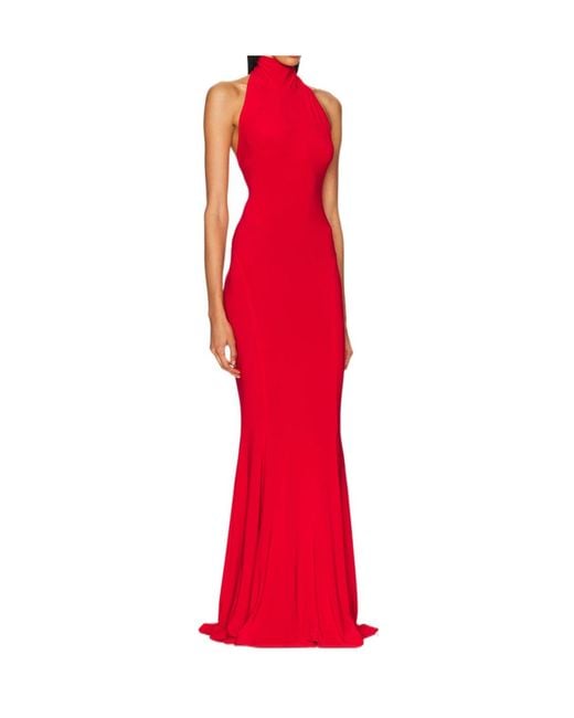 Norma Kamali Red Halter-Neck Mermaid Dress