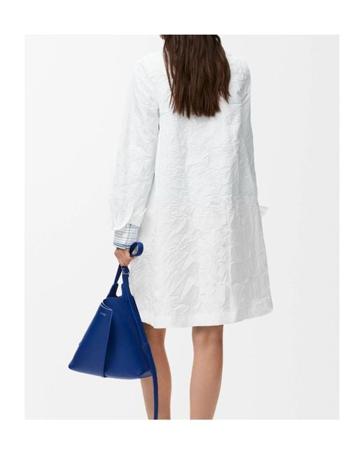Loewe Blue Pleated Panel Shirt Dress