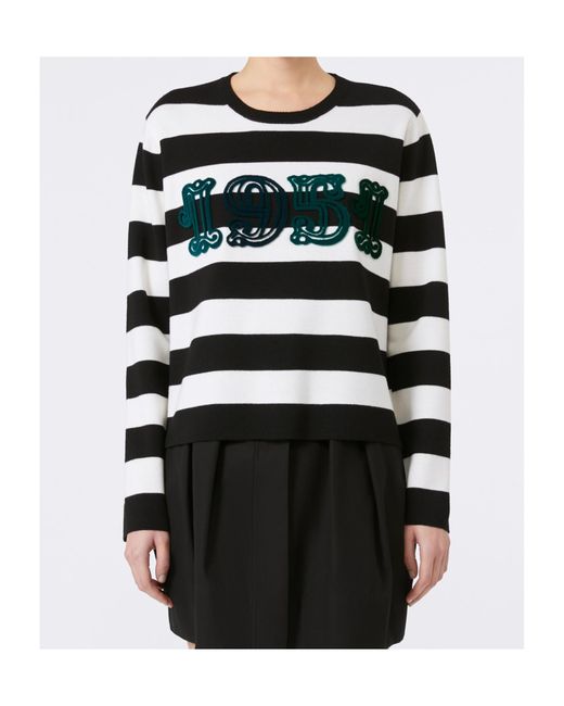 Max Mara Black Viterbo Striped Crewneck Jumper