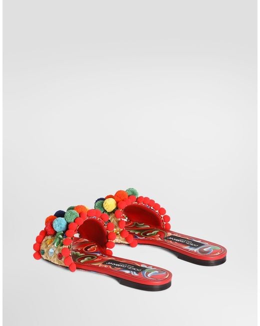 Dolce & Gabbana Embroidered Flat Slides