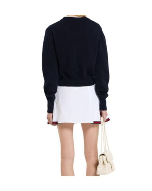 Gucci Blue Logo Embroidered Knitted Jumper