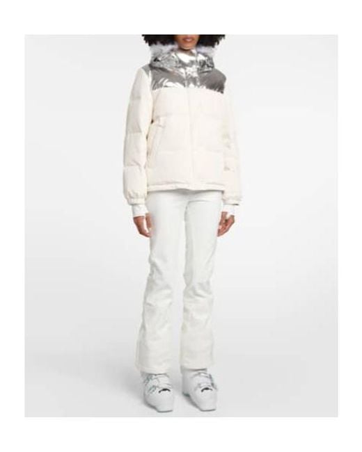 Yves Salomon White Shearling-Trimmed Down Jacket