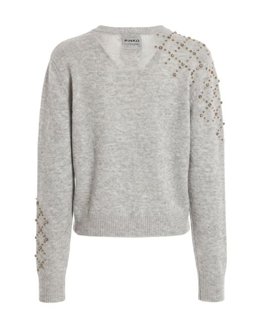 Pinko Gray Long-Sleeved Sweater