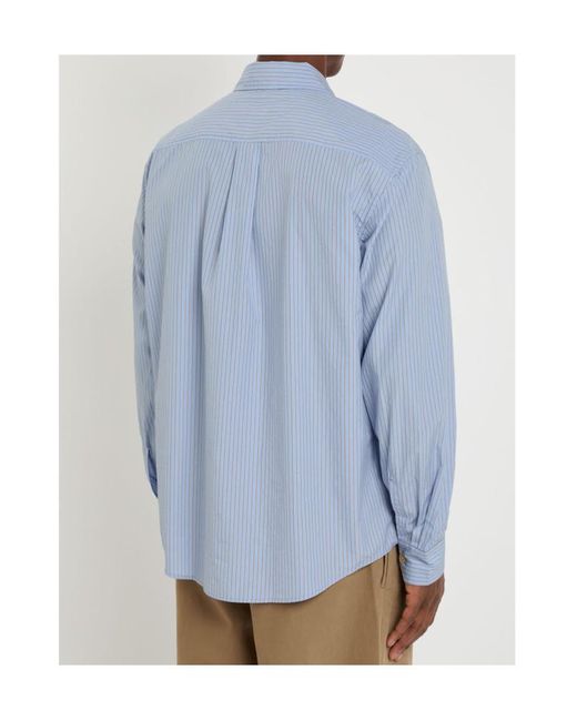 Our Legacy Blue Beyond Pinstriped Cotton-Poplin Shirt for men