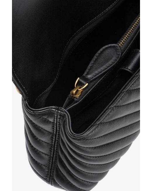 Pinko Black Lady Love Puff Chevron Mini Crossbody Bag