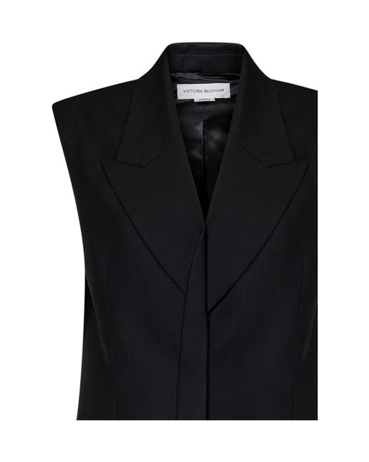 Victoria Beckham Black Sleeveless Tailored Dress