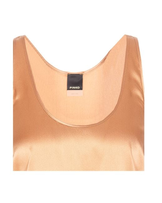 Pinko Orange Crewneck Satin Tank Top