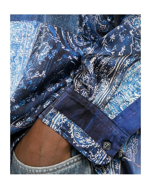 R13 Blue Patchwork Bandana Printed Shirt