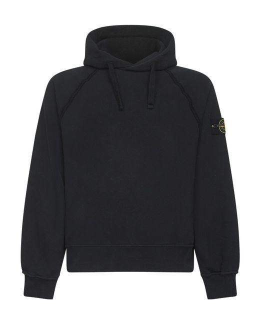 Stone Island Black Cotton Hoodie for men