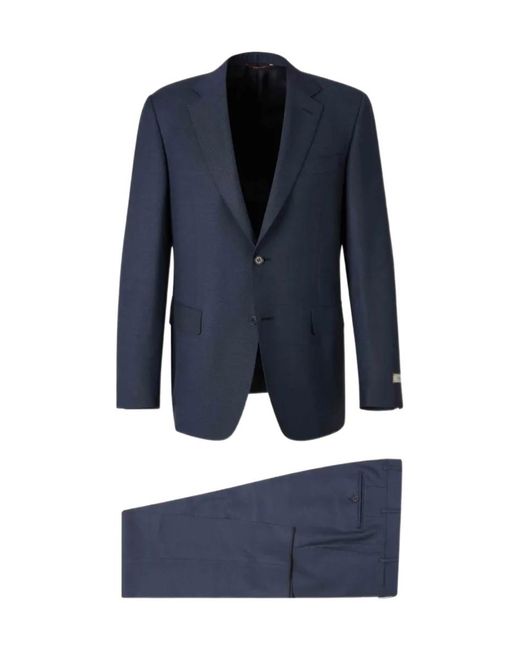Canali Blue Straight Two-Button Wool Suits for men
