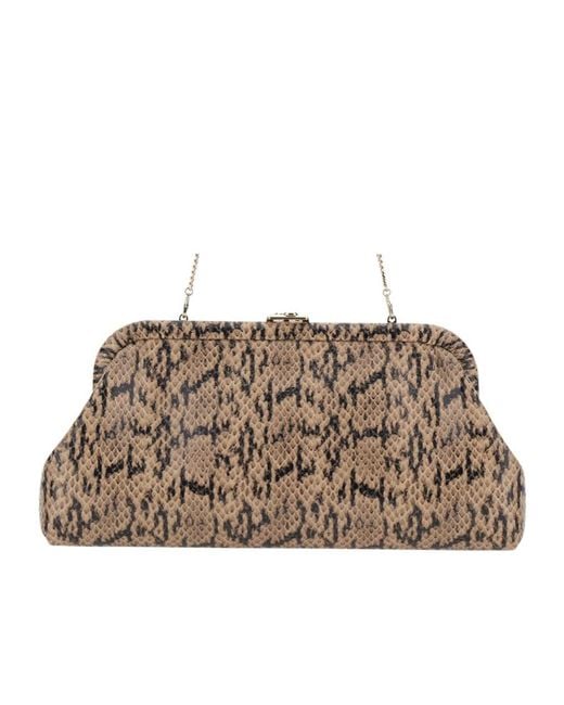 Jimmy Choo Natural Skylar Snake-Effect Clutch Bag