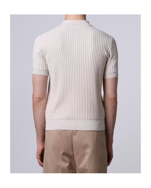 Roberto Collina White Ribbed Pocket Polo Shirt for men