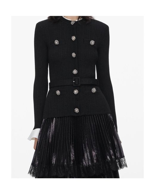 Self-Portrait Black Long-Sleeved Dress