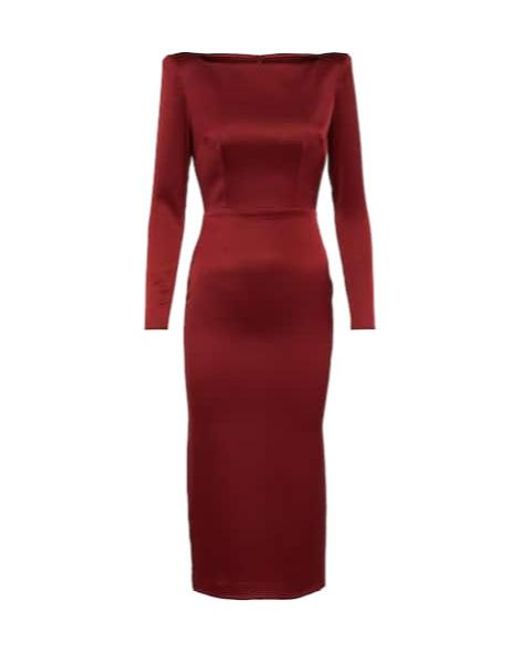 Alex Perry Red Satin Crêpe Midi Dress