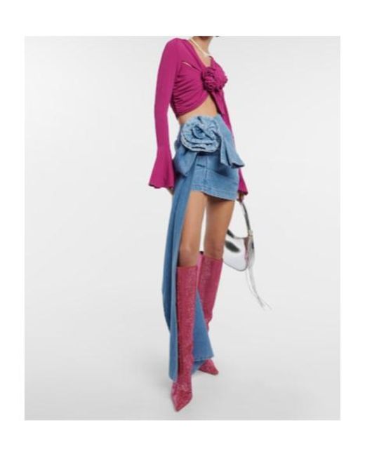 Magda Butrym Pink Embellished Leather Knee-High Boots