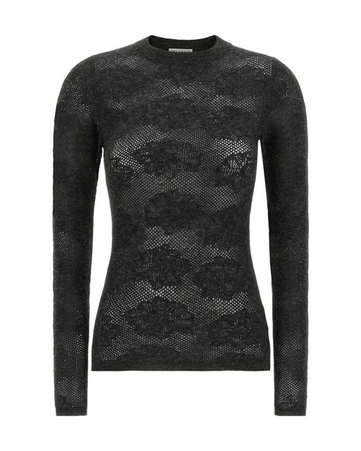 Brunello Cucinelli Black Flower Lace Sweater