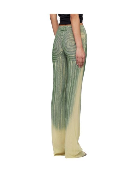 Jean Paul Gaultier Green Spiral-Print Trousers