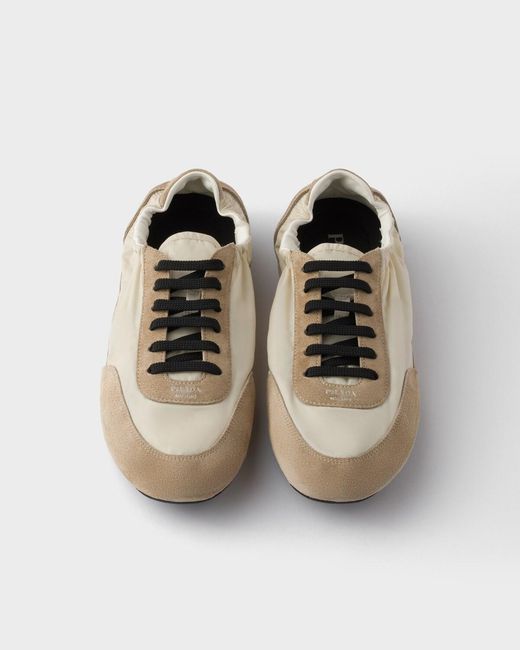 Prada White Two-Toned Collapse Sneakers